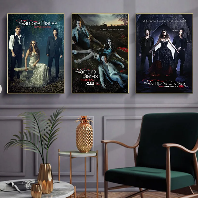 The Vampire Diaries Classic Movie Art Home Decor Picture White Coated Paper Poster Bedroom Living Bar Sofa Wall Decor