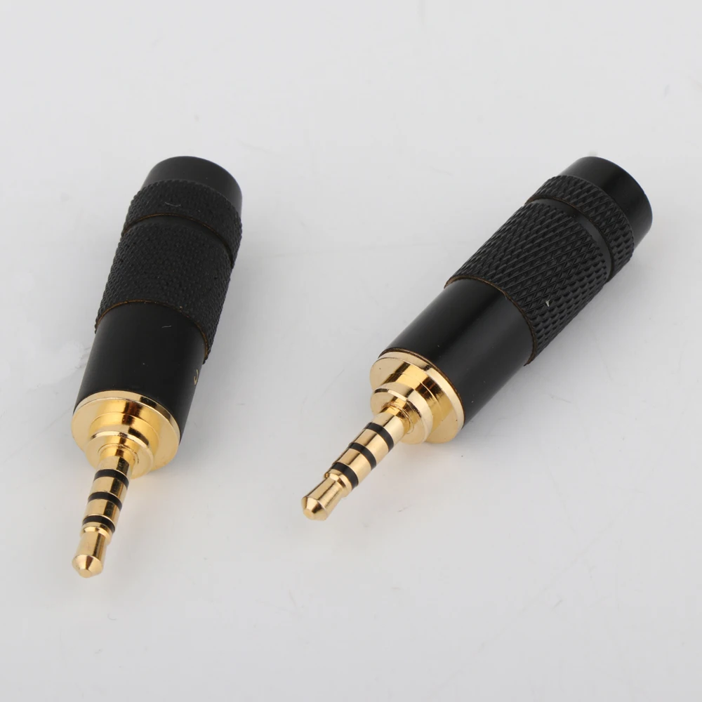 HP100 2,5-mm-Stecker, Audio-Klinkenstecker, 4-polig, vergoldetes Metall, Kopfhörer-Adapter, Löten für DIY-Stereo-Headset-Kopfhörer
