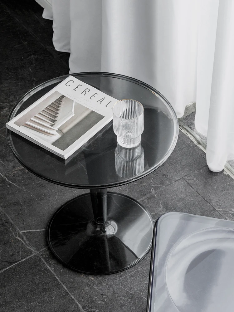 Fashion Mini transparent coffee table Nordic leisure small round table crystal corner table living room balcony round edge table