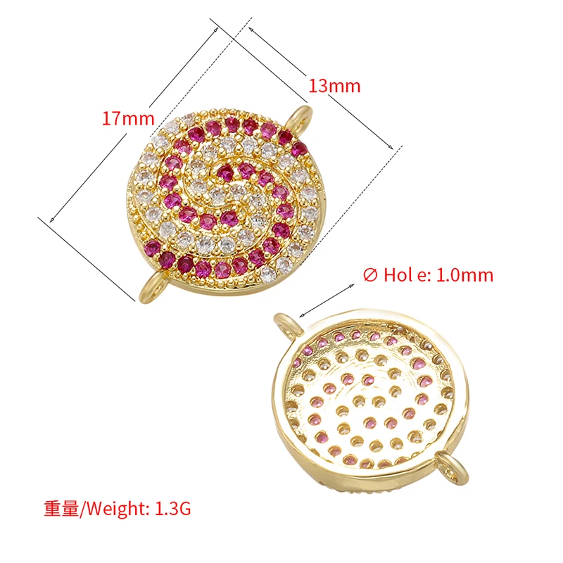 Zhukou 13X17 Mm Kristal Berwarna Lollipop Konektor untuk Wanita Buatan Tangan DIY Kalung Gelang Perhiasan Aksesoris Model: VS435