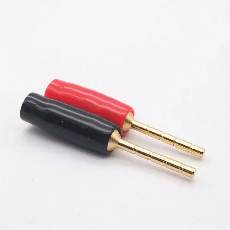 4ชิ้น/ล็อต2มม.ปลั๊กกล้วยทองแดงชุบทอง24K ตรงปลั๊กสายไฟลำโพงปลั๊ก + ยาง PVC