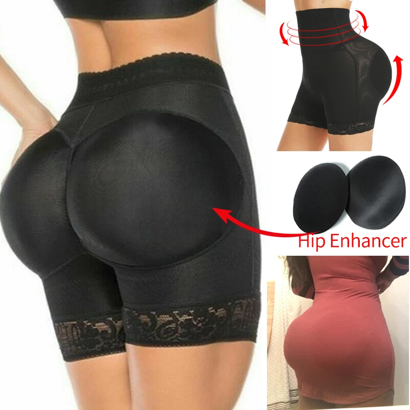 Womens Padded Shapewear Hip Enhancer Shorts High Waist Body Shaper Buttocks Pad Panties Butt Lifter Booty Waist Trainer Control