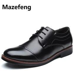 Mazefeng Men Dress Shoes Formal Business Work Soft Patent Leather Pointed Toe for Man Male Men's Oxford Flats Plus Size 39-48