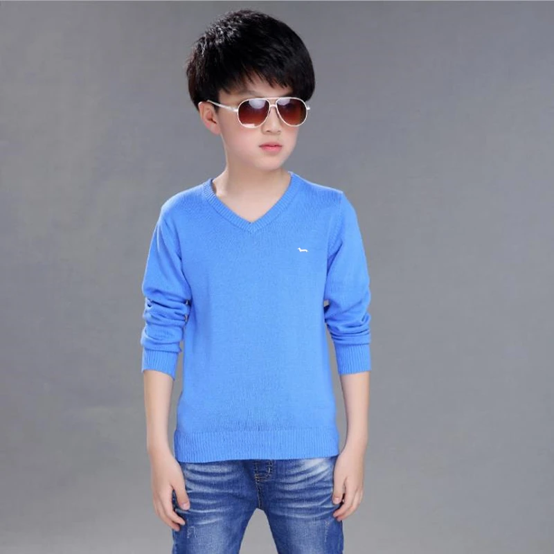 New Kids Boys Casual Autumn Spring V-Neck Keep Warm Knitted Sweaters 100%Cotton Harmont Long Sleeve Blaine Solid Sweater