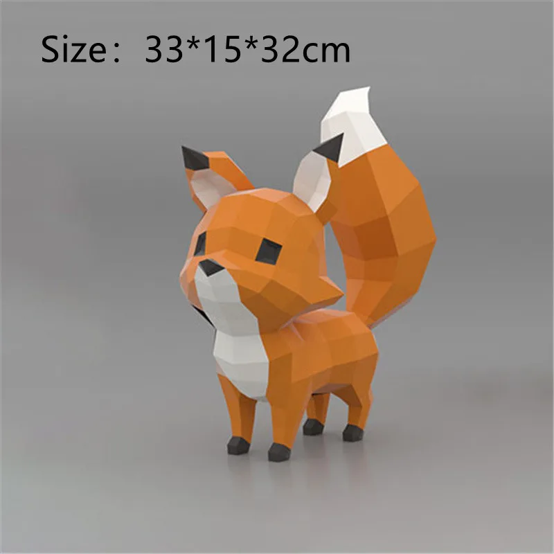 Cute Fox Creative 3D Paper Model DIY Puzzle Home Decorations Hand Made Fashion Action Figures Animal Paper Craft Gift Adult Toys