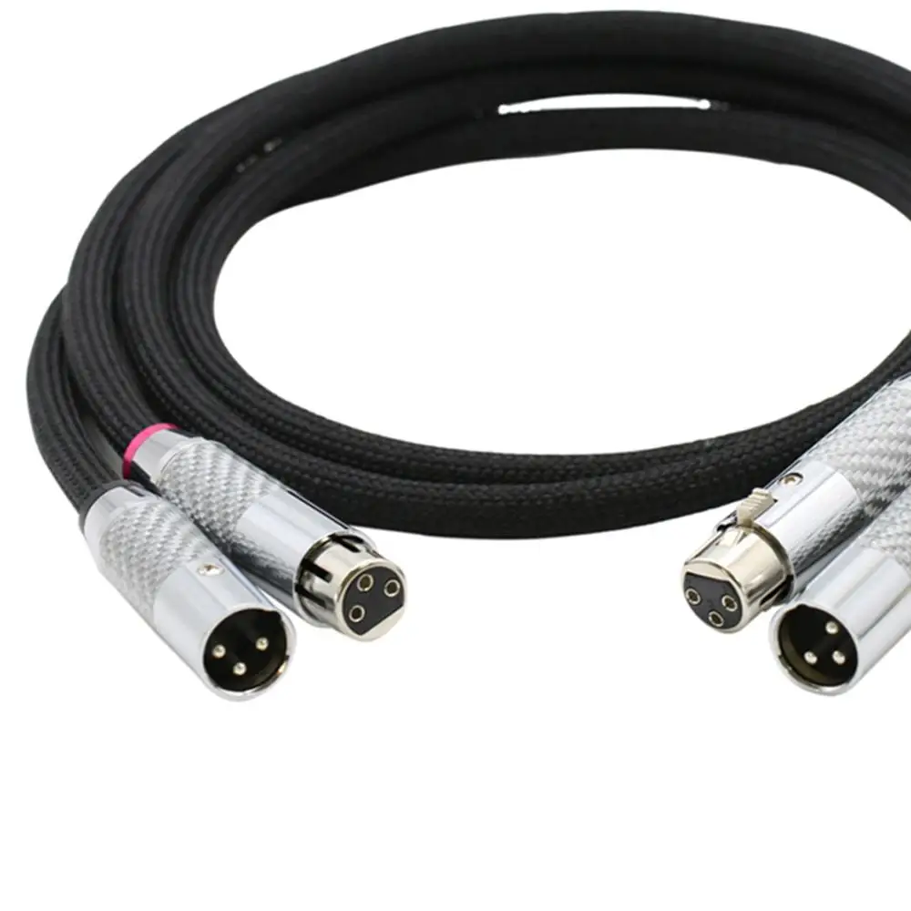 TOP-HiFi คู่ QED ลายเซ็น Silver Plated XLR Balanced เครื่องขยายเสียงเครื่องเล่น DVD สายเชื่อมต่อคาร์บอนไฟเบอร์ 3pin XLR