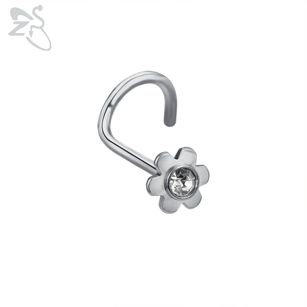 Stainless Steel Moon Heart Skull Nose Stud