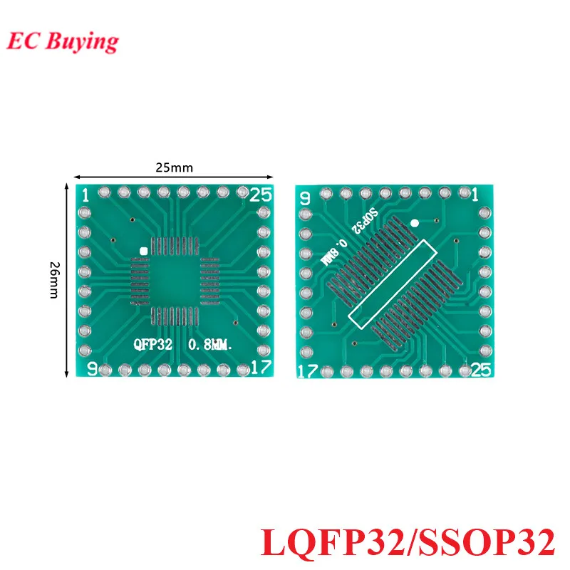 10szt/1szt LQFP32 SSOP32 FQFP32 TQFP32 Adapter płytki transferowej PCB Pinboard SMD do DIP32 DIP Pin IC Test Plate 0.8mm Pitch Socket