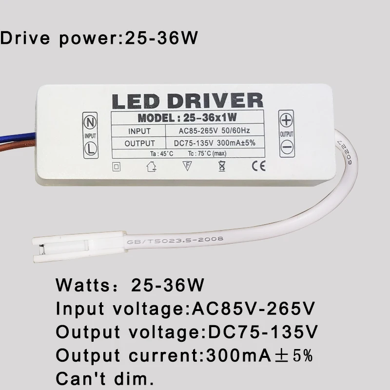 1W 3W 5W 7W 15W 18W 24W 36W AC85-265V Power Supply LED Driver 300mA Adapter Transformer Switch For LED Lights