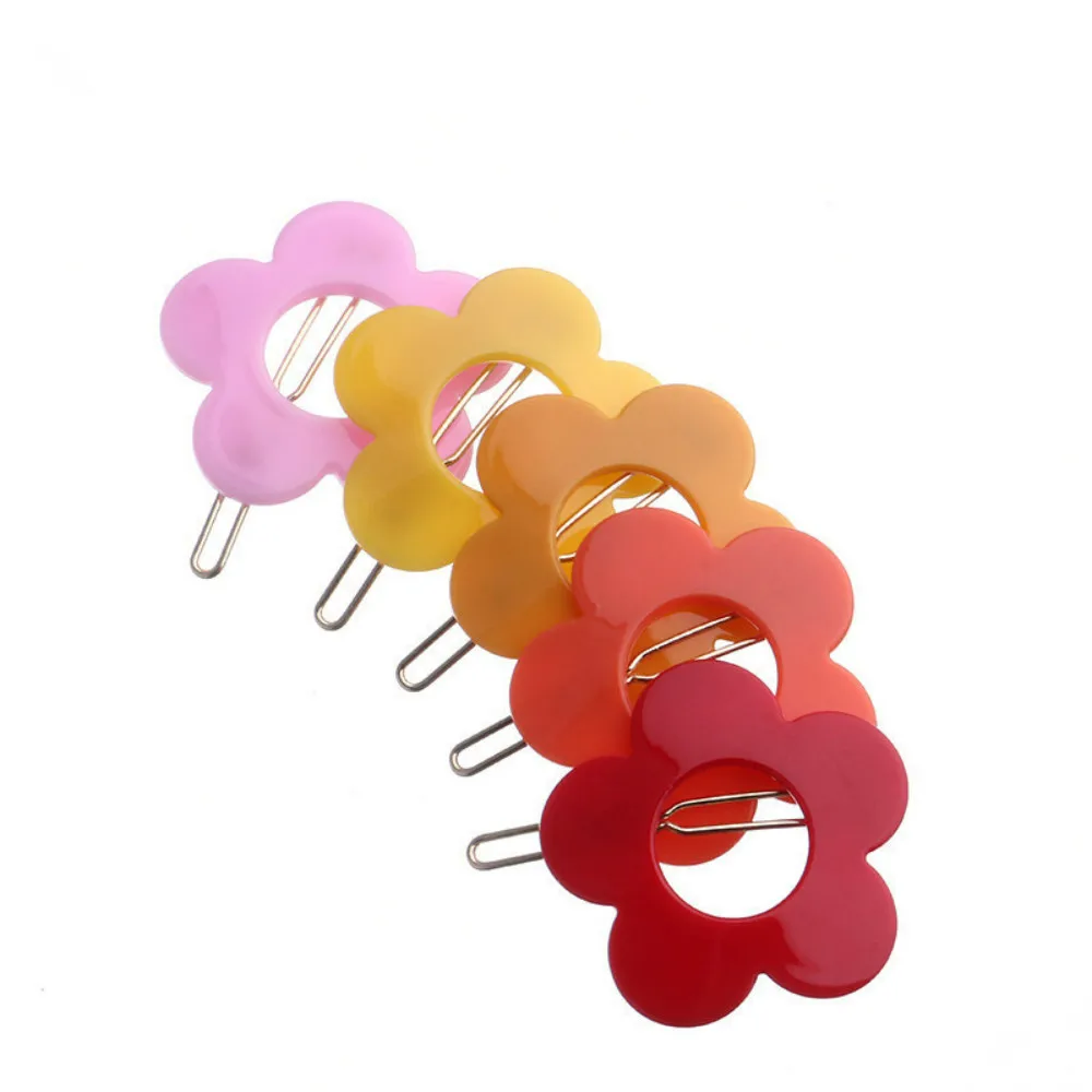 14 Colors Acrylic Flower Shaped Hair Clips Women Hairpin Candy Color Hairgrips Hair Accessories For Kids Girls