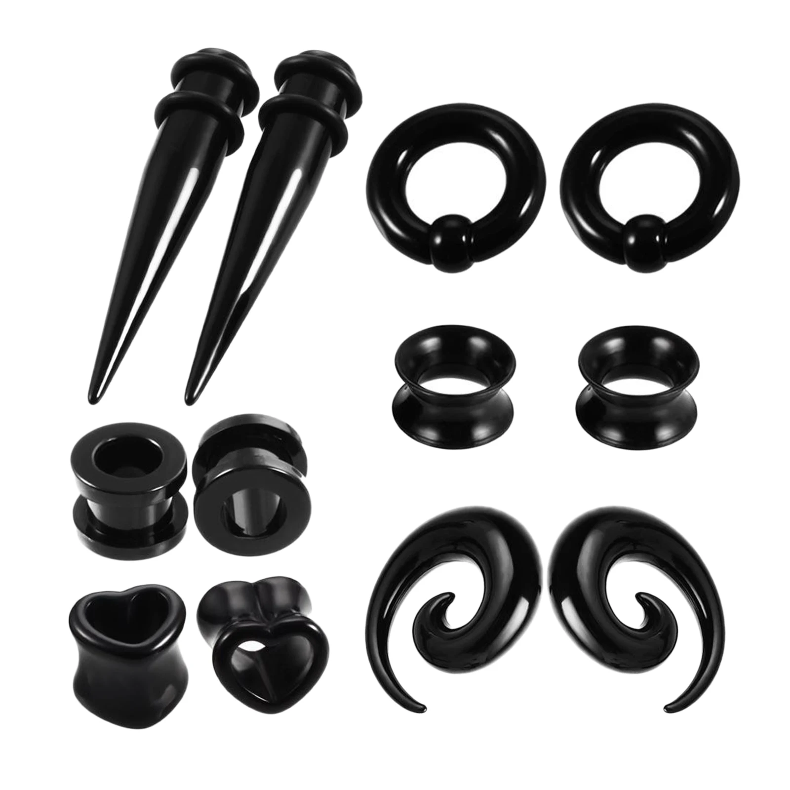 12 Pieces Ear Stretching Kit Set 6mm/8mm/10mm Tapers and Plugs Tunnels Body