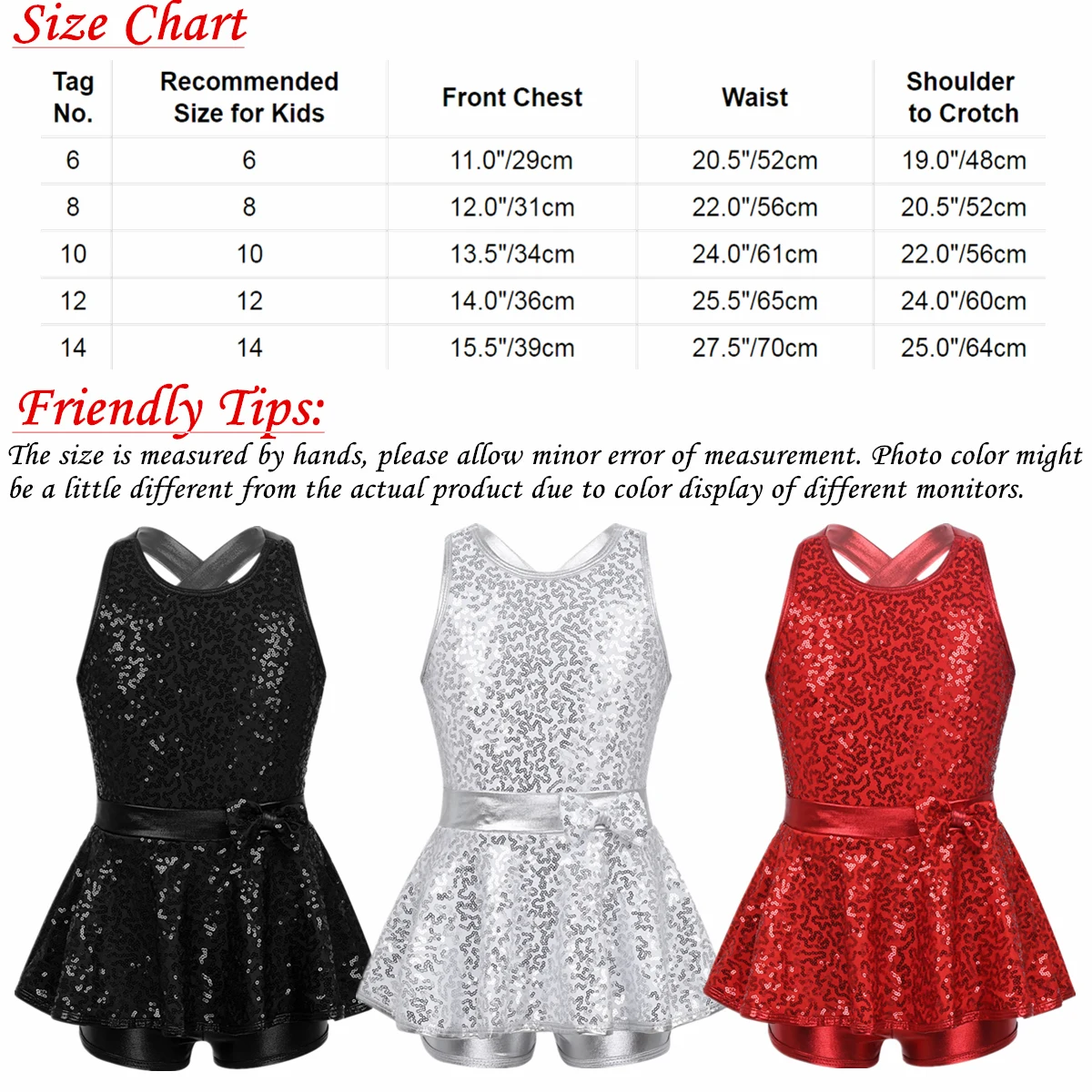 Kid Girl Sequin Jazz Modern Tap Dancewear Costume Sleeveless Waist Bow Ballet Dance Leotard Dress Gymnastic Stage Performance