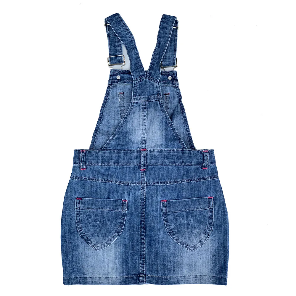 4-7T Summer Children Kids Little Girls t Shirt and Thin Romper Skirts Denim Skirt Jeans Cotton Denim Bib Shorts Rompers