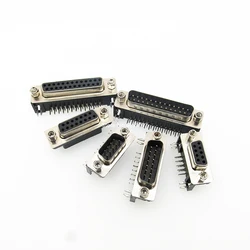 5Pcs DR9 DR15 DR25 DR37 Hole/Pin Female/Male right angle Welded d-sub Connector RS232 serial port adapter DB 9/15/25/37 pin
