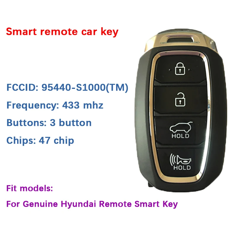 

CN020086 For Hyundai Santa Fe 2019 Genuine Smart Remote Key 433mhz 4B HATCH P/N 95440-S1000