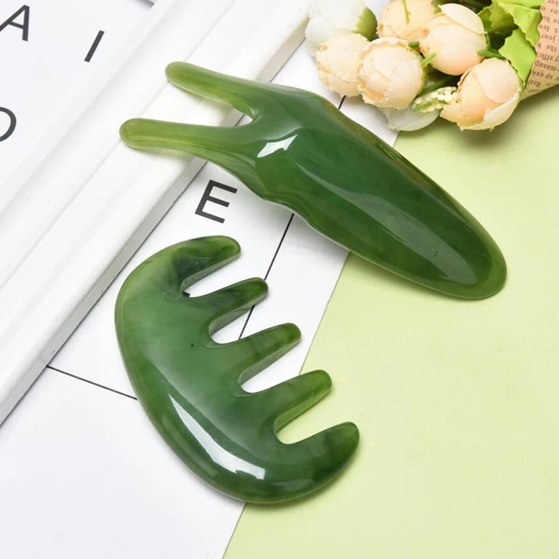 Natural Resin Plastic Fork Massage Plate Nose Massage Acupuncture Face Lifting Stone Guasha Scraping Facial Gouache Tool