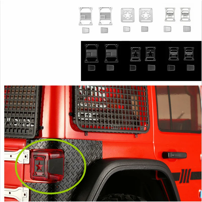 Per AXIAL SCX10 III fanale posteriore Trim fanale posteriore ombra Trim fanale posteriore in metallo ombra uomo JEEP Wrangler RC accessori per