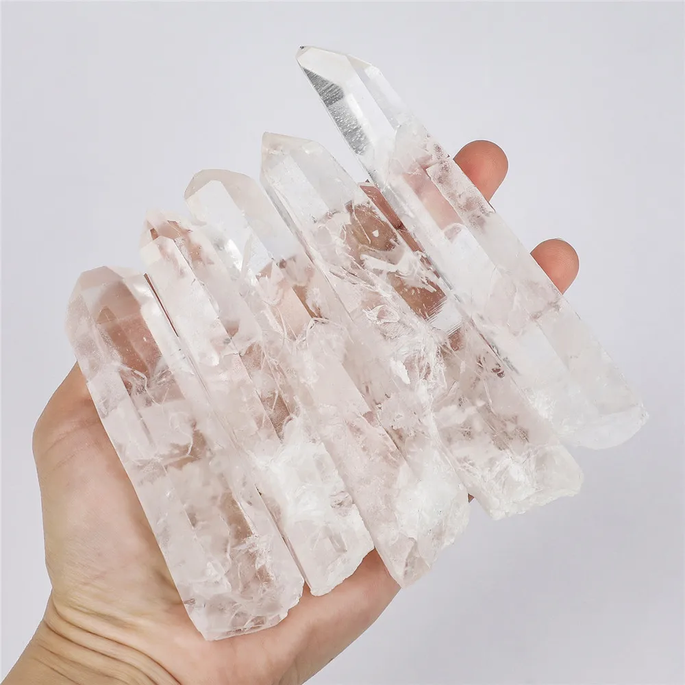 

1pcs 9-12cm Natural Crystal White Quartz Wand Crystals Pillars Column Energy Stones Chakra Transparent Stones