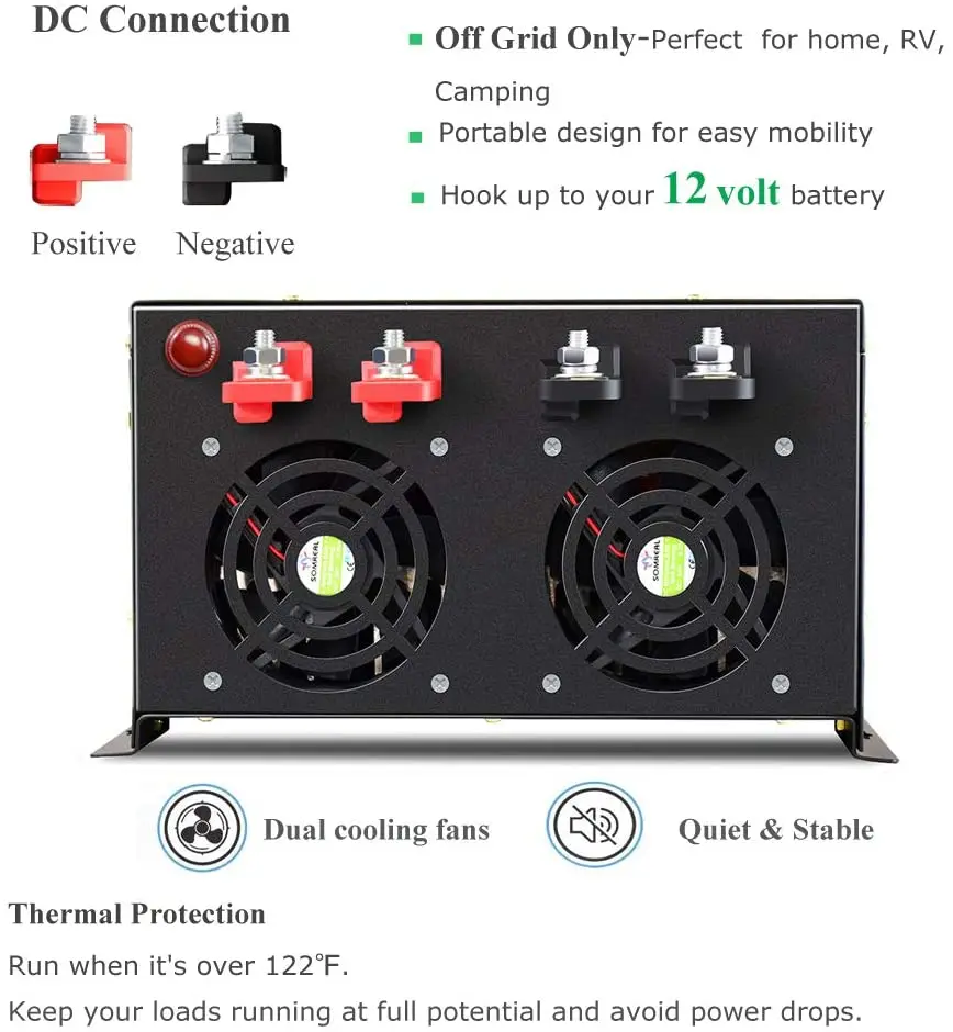 10000W Solar Inverter Battery 12V to 220V Pure Sine Wave Solar Inverter Converter 24V/48V/72V/110V DC to 100V/120V/230V/240V AC