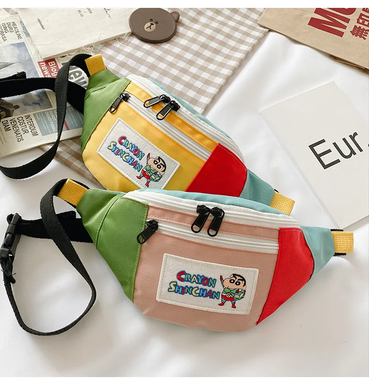 New Japanese Canvas Cartoon Crayon Shinchan Shoulder Bag Cute Boys& Girls Belt Bags Children\'s Tide Anime Backpack 8-11 Years