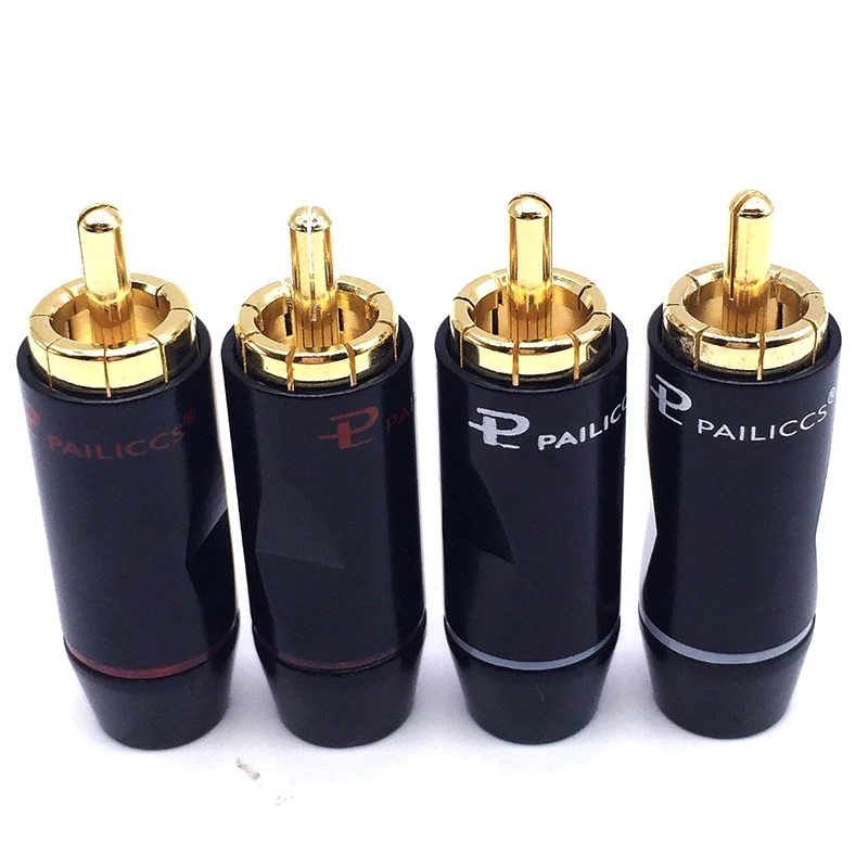 4 قطعة GQAE الصوت مرحبا نهاية PAILICCS النحاس مطلية بالذهب 8 مللي متر موصلات موالف التلفزيون كابل RCA موصل قابس RCA