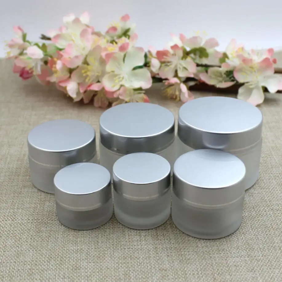 20G frosted glass jar/bottle for cream/serum/essence/moisturizer/gel/art nail/cosmetic packing skin care aluminum/plastic lid