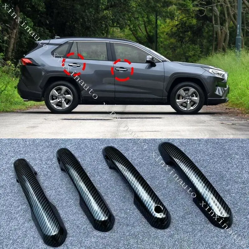 

Carbon Fiber Look Door Handle Moulding Cover Trim 4PCS For Toyota RAV4 2019-2020 Car Styling Accessories