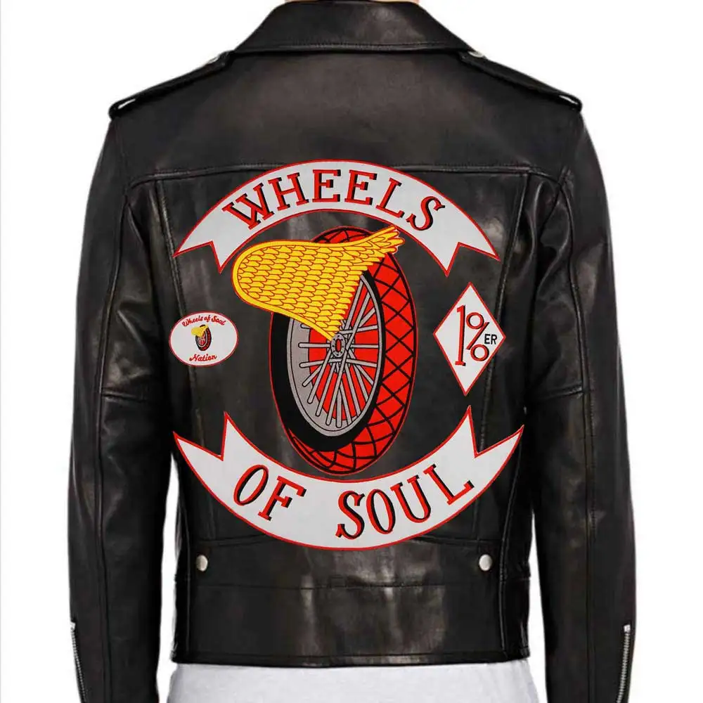 Wheels of Soul grande ricamo Punk Biker Patch per abbigliamento cappello borse ferro sul retro