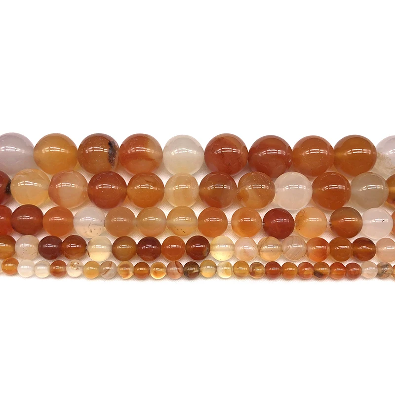 Natural Stone Orange Red Carnelian Agates Round Loose Bead 4 6 8 10 12MM Diy Bracelet Charm Beads For Jewelry Making Wholesale