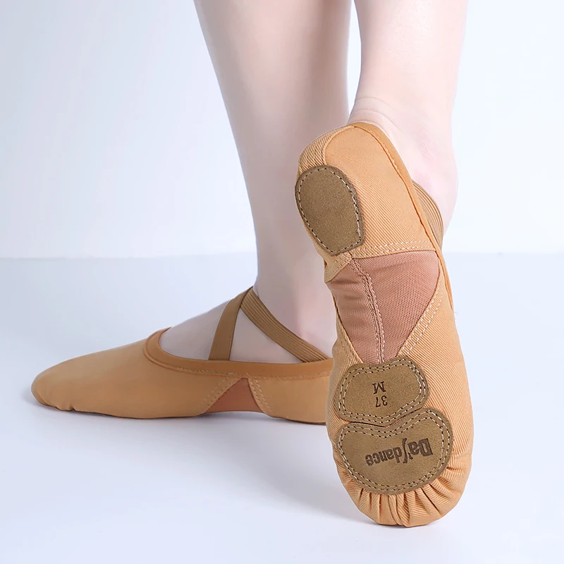 Zapatillas de Ballet profesionales para mujer y niña, zapatos de baile de bailarina con tres suelas divididas suaves, tela elástica, empalme de malla