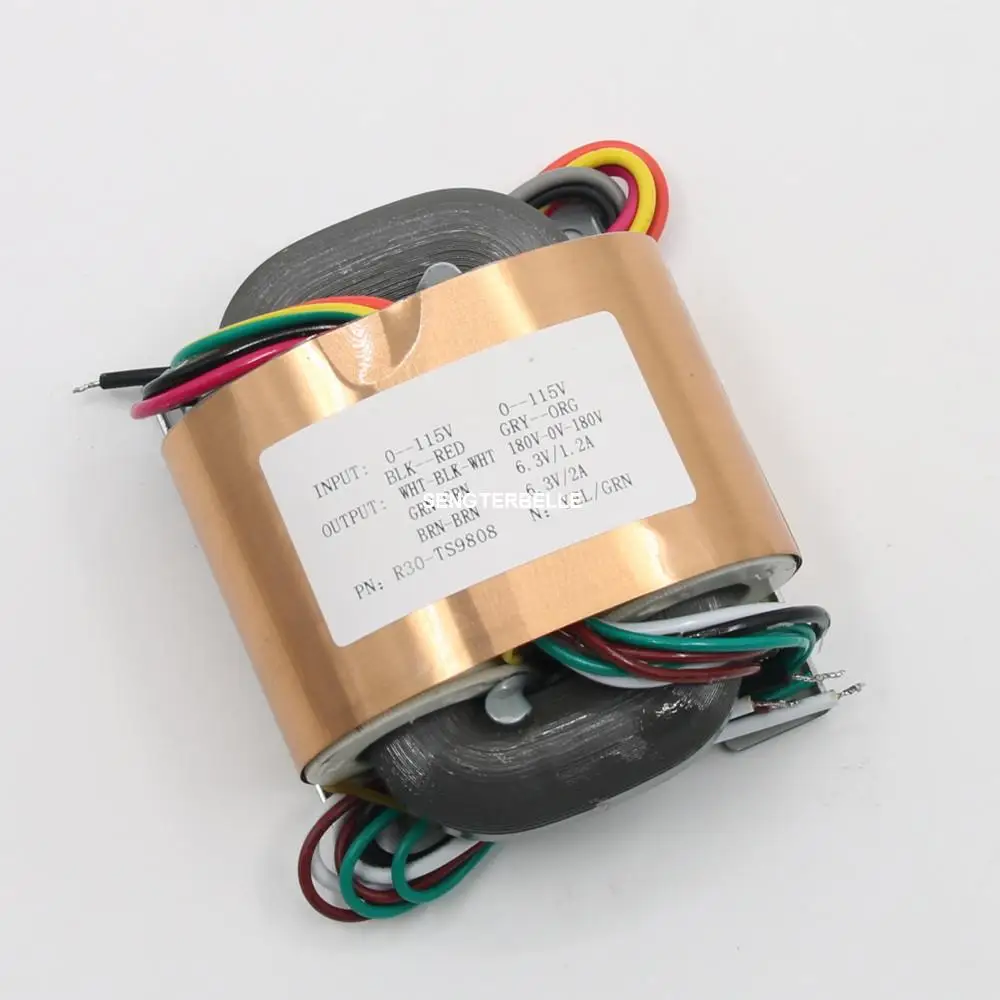 40W ( 40VA ) Audio R-Core Copper Transformer 180V-0-180V 0-6.3V 0-6.3V For Tube Preamplifier