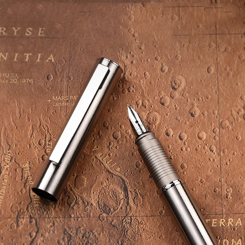 Hongdian 516S Fine Nib Vulpen Rvs Mat Zilver Schrijven Pen