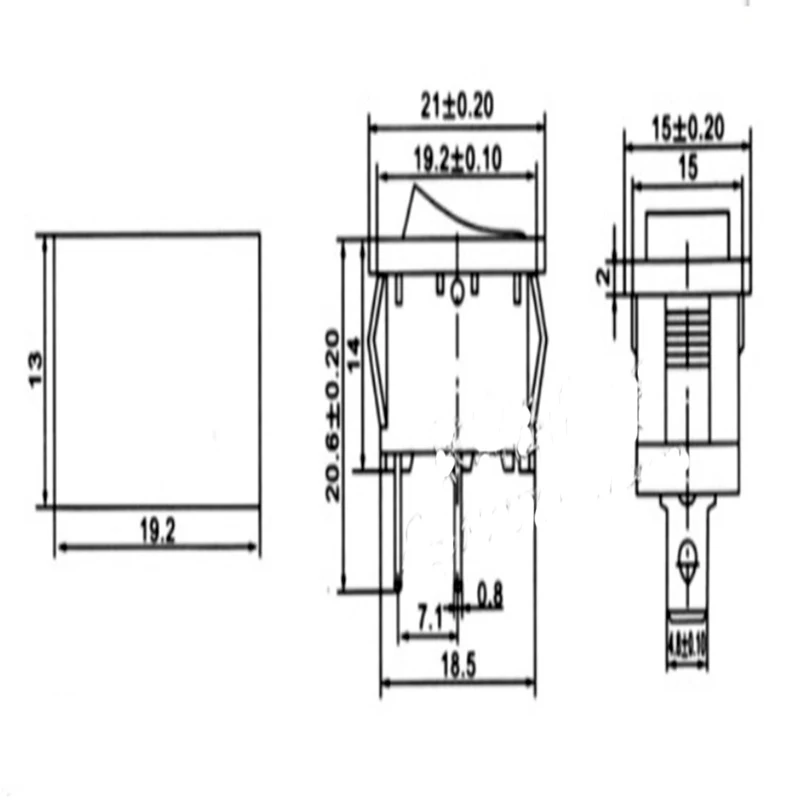 Sakelar Rocker Sementara 2Pin 2 Posisi 15*21MM (ON)-OFF Dasbor Mobil Sakelar Rocker SPDT 10A 250VAC