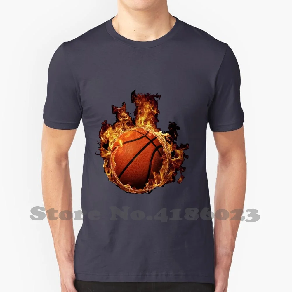 Basketball On Fire 100% Cotton T-Shirt Basketball On Fire Basket On Heat Team On Heat Heated Basketball Basketball For Life