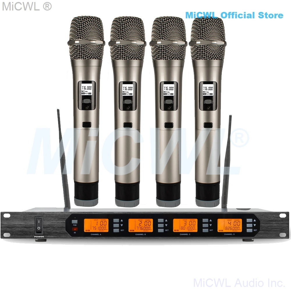 الأصلي MiCWL D400 4 البيج سماعة لاسلكية المرحلة كاريوكي أداء نظام الميكروفون 400 قناة ميكروفونات الميكروفونات