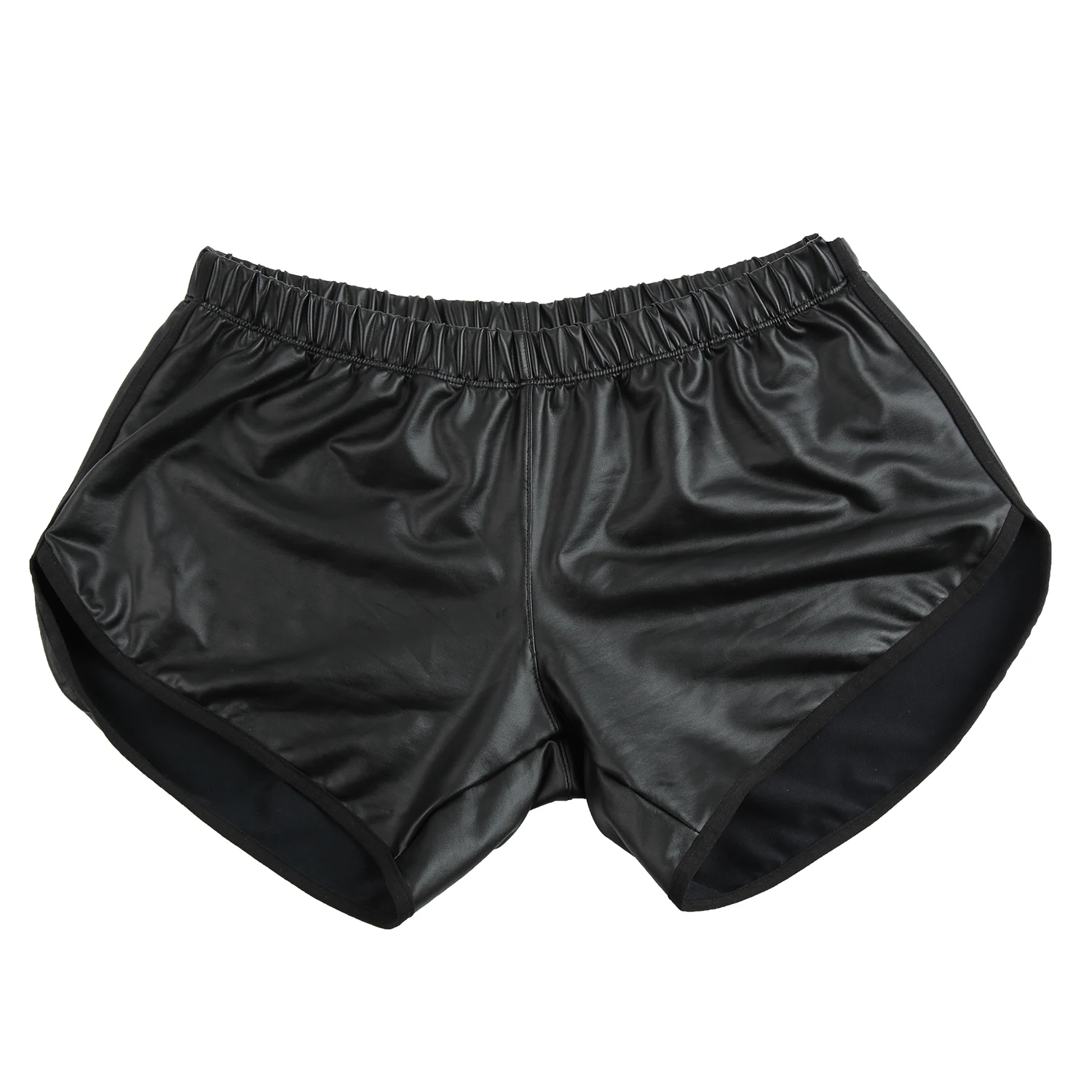 Faux Leather Shorts Men Casual Sport Shiny Shorts Gyms Boxers Sexy Hot Pants with Back Pocket Soft Quick Dry Fitness Man Clothes