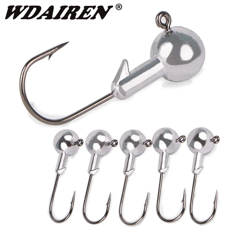 

5pcs/lot Lead Head Fishing Hook Crank Jig Head Hook for Carp Fishing Lure Soft Worms Lures Fishing Tackle Accessories