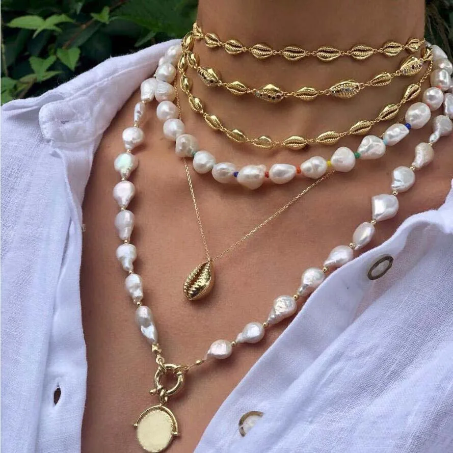 2025 New Summer Beach Shell Shape Choker For Women Fashion Collar Short Necklace Jewelry