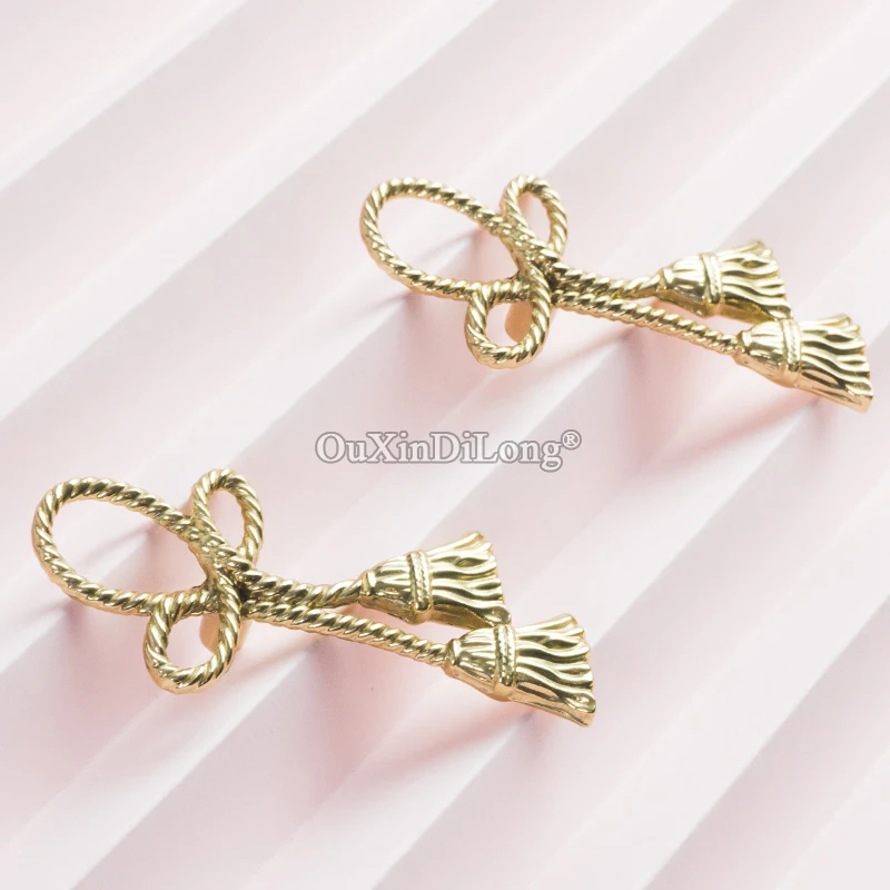 

Luxury 2PCS Pure Brass French Rope Furniture Handles Drawer Pulls Cupboard Wardrobe Kitchen TV Wine Cabinet Pulls Decorations