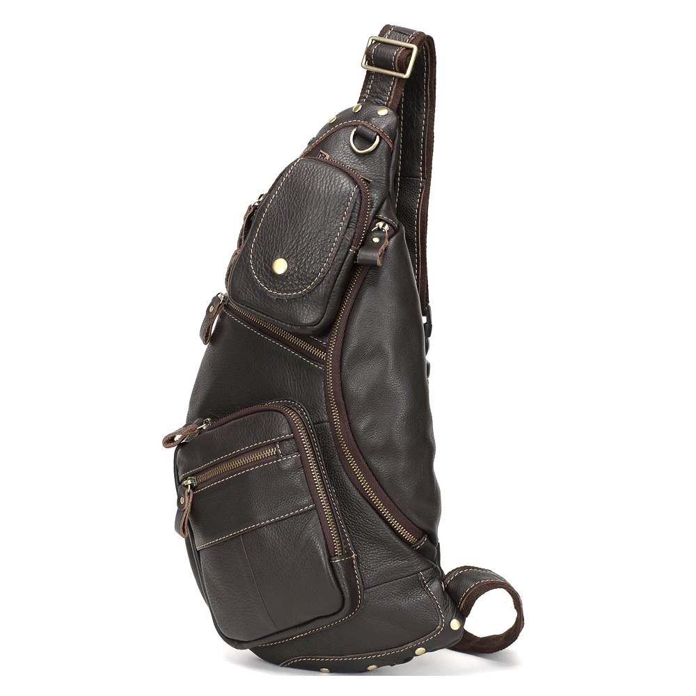 MEIGARDASS Genuine Leather Men Messenger Bag Casual Chest Bag Male Crossbody Bags for men Sling Bag Casual Travel Chest Packs