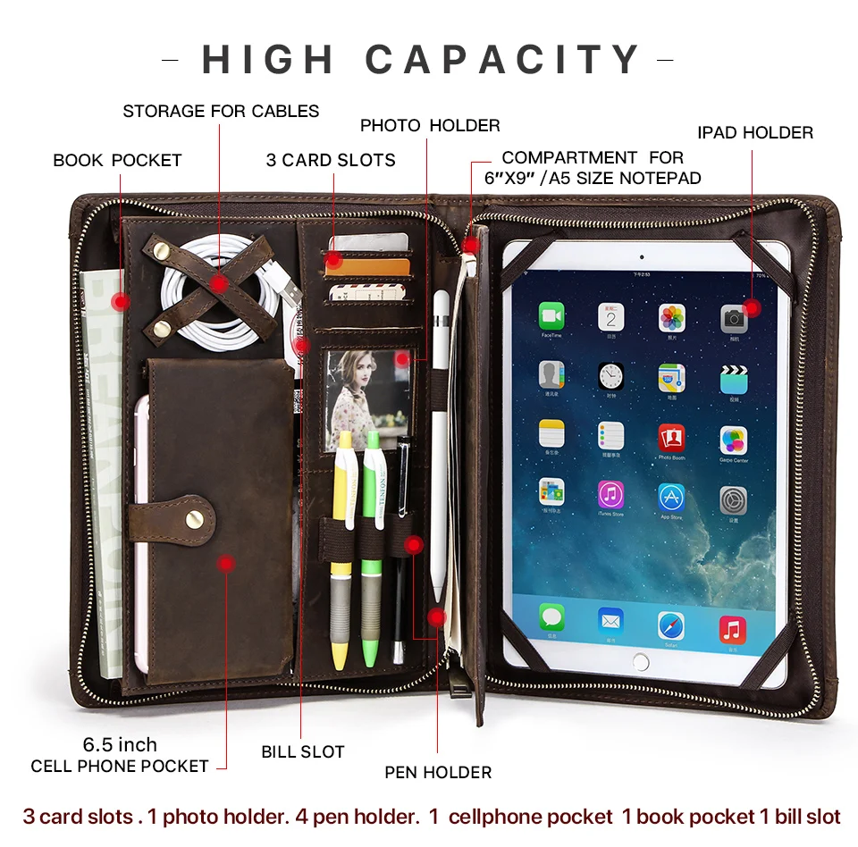 Leder-Portfolio-Hülle für iPad Pro 11 7. 8. 9. 10. Generation iPad Air 5. 6. 4. 10.9 Air 5 Hülle iPad Pro 10.5 9.7 Cover – Detail 10