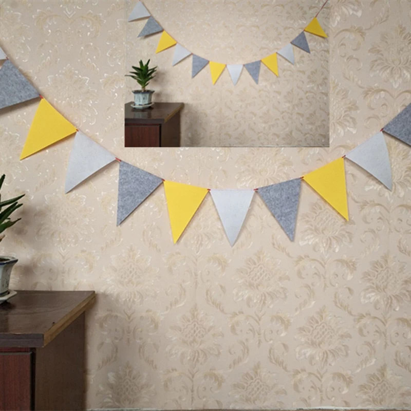 4M Cheap Grey Black White Pennants Bunting Banner Wedding/Valentine\'s day/birthday party Flags Hang Garland Decoration Supplies