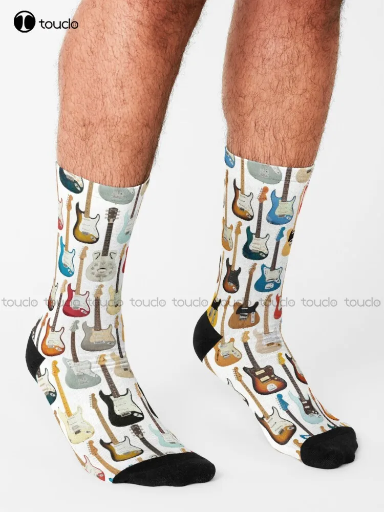 Vintage Guitar Guitar And Roll Roll Hard Collection Socks Womens Hiking Socks Personalized Custom Unisex Adult Teen Youth Socks