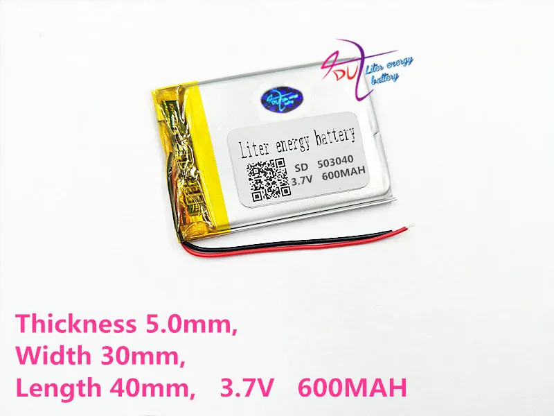 Liter energy battery 3.7V lithium battery 503040 600mah tachograph GPS navigator MP3 polymer batteries