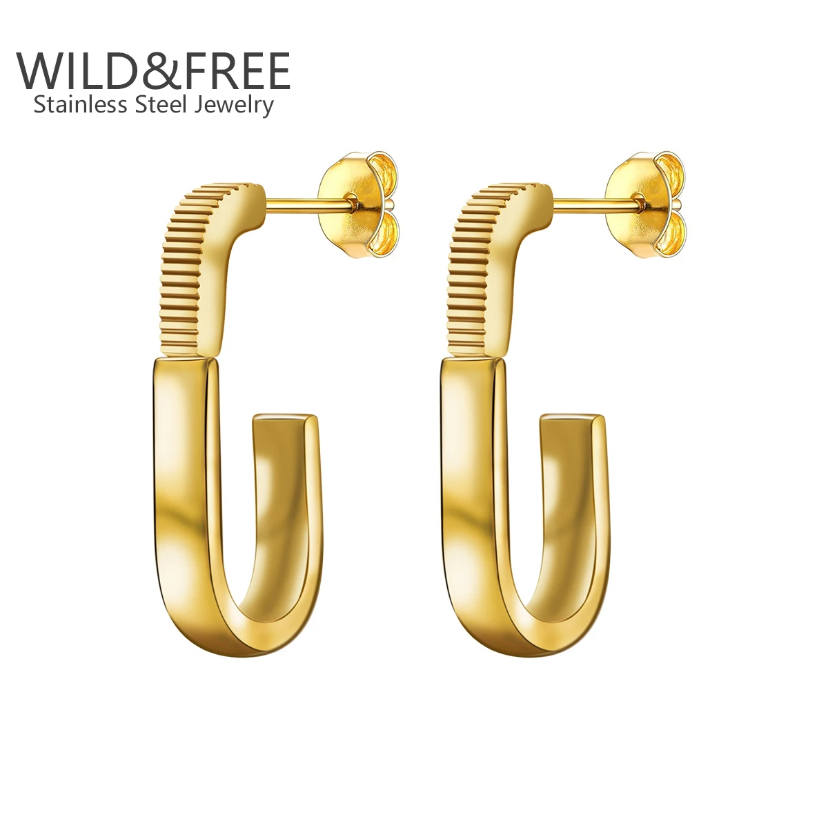 Gold Plated Europe And America Hyperbole Stainless Steel Big Earrings For Women Trendy Wild Ear Drop Exquisite Party Jewelry