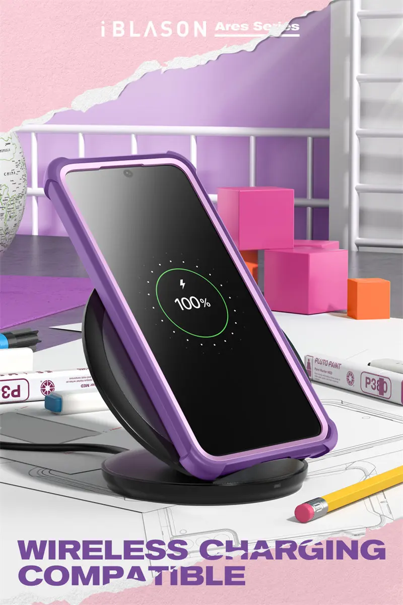 For Samsung Galaxy S22 Case 6.1inch (2022 Release) I-BLASON Ares Full-Body Rugged Bumper Cover WITHOUT Built-in Screen Protector