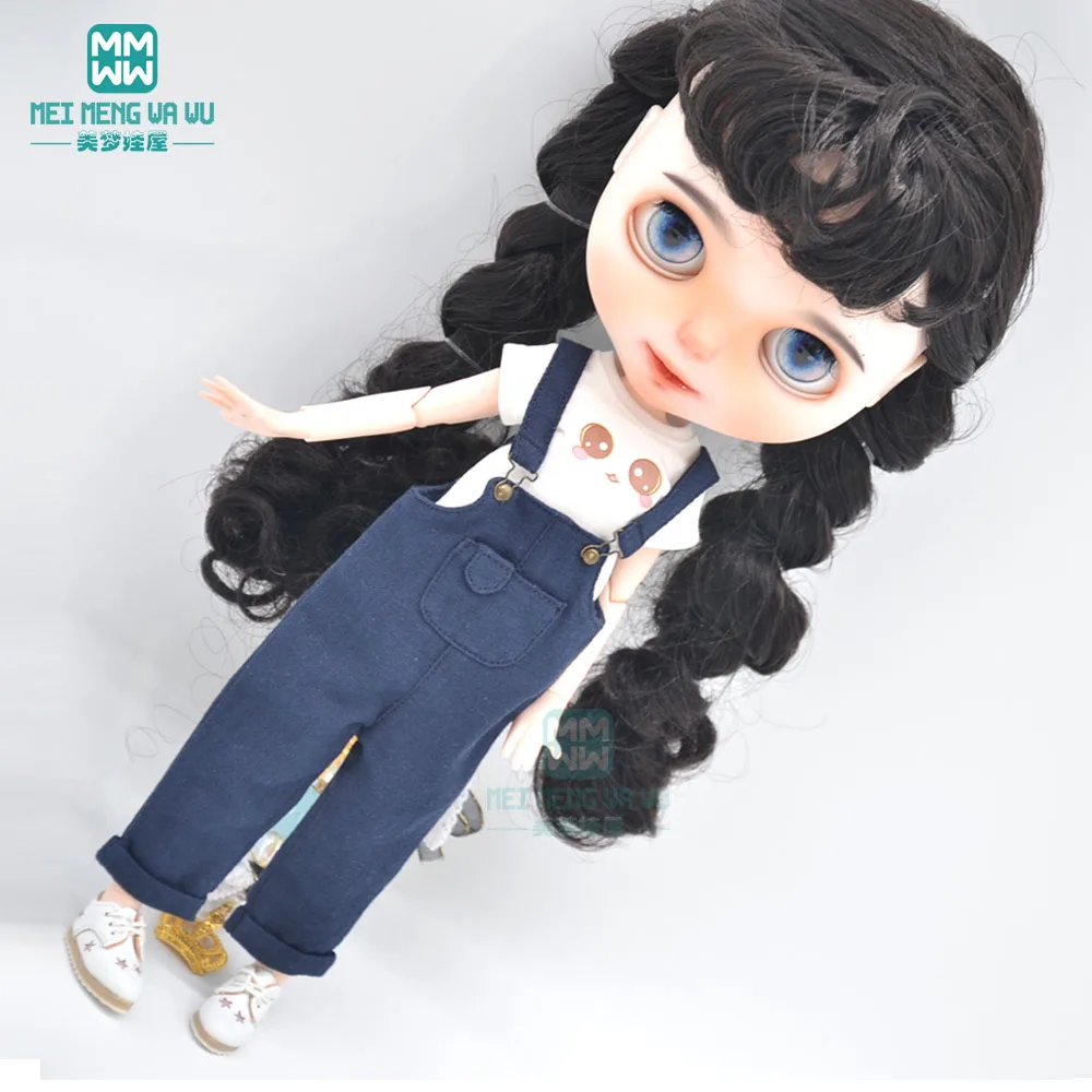 

Blyth Doll Clothes fashion plaid shirt, casual overalls, T-shirt for Blyth Azone OB23 OB24 1/6 doll accessories