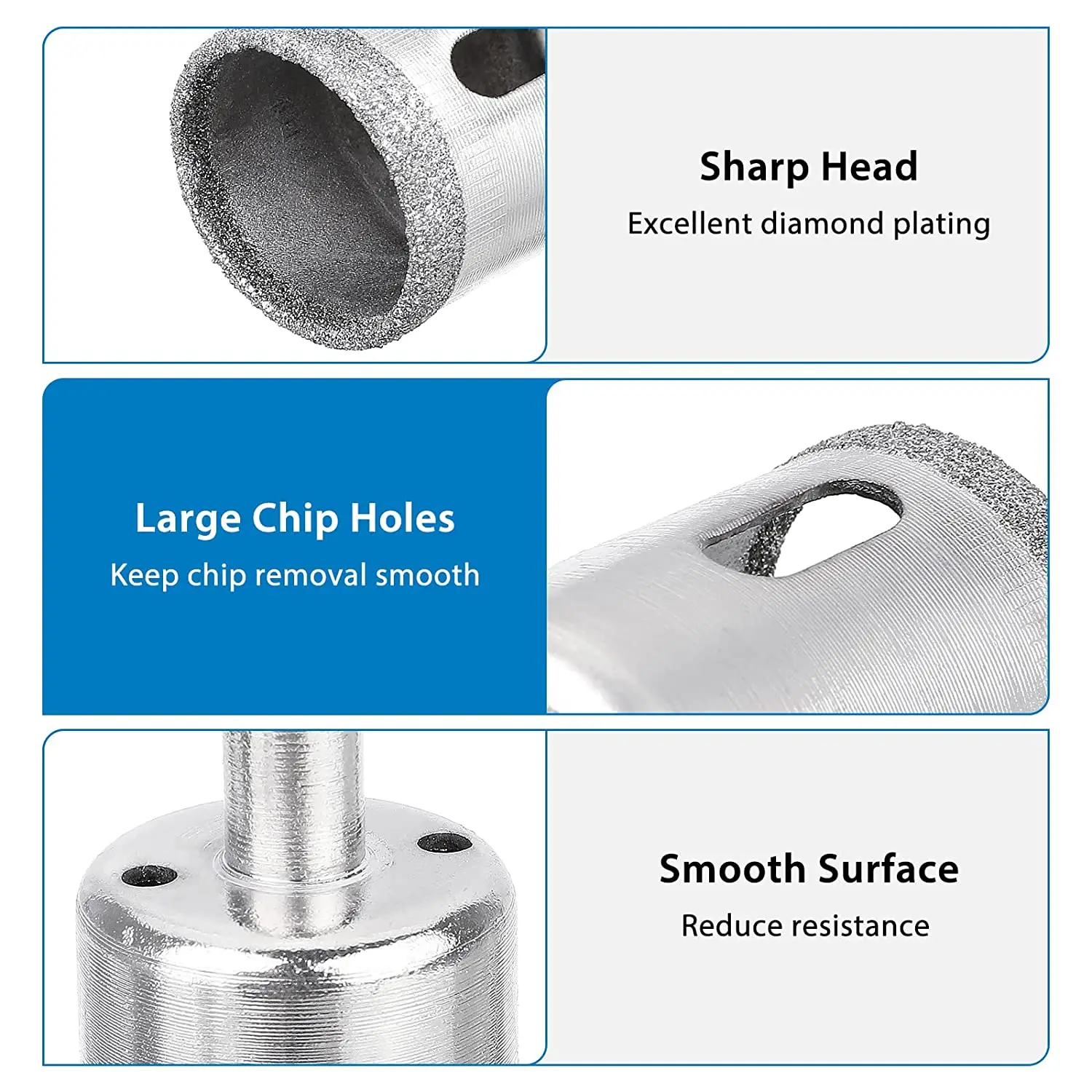 6-30mm Diamond Drill Bit Set 10 Pieces Diamond Glass Hole Saw for Tiles Glass Ceramic Porcelain Marble Bottles