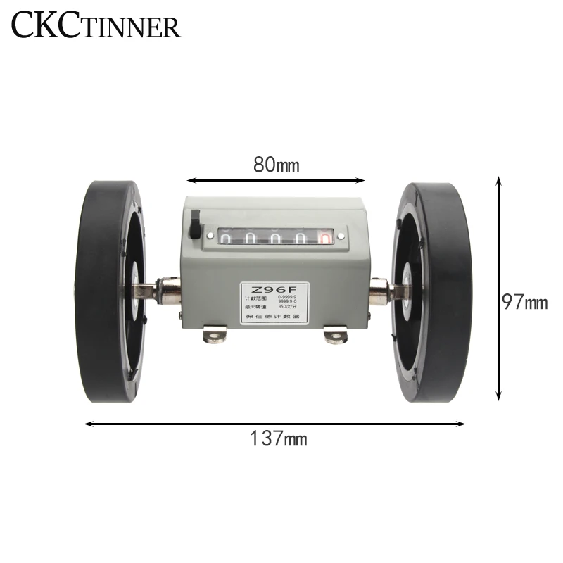 Z96-F  Meter Counter Mechanical Length Distance Double Rolling Wheel 0-9999.9 Mechanically driven recorder/Measuring length