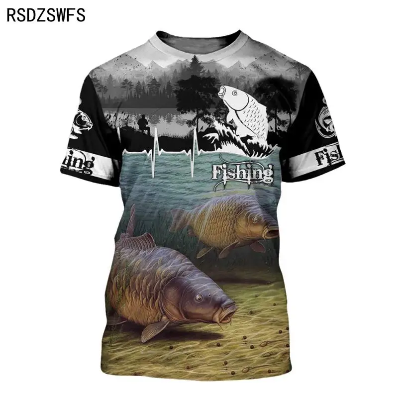 Fashion 3D Carp Fishing Men Women Summer T Shirt Street Trendy All Match O-Neck Short Sleeve Oversized Male T Shirt Men Clothing